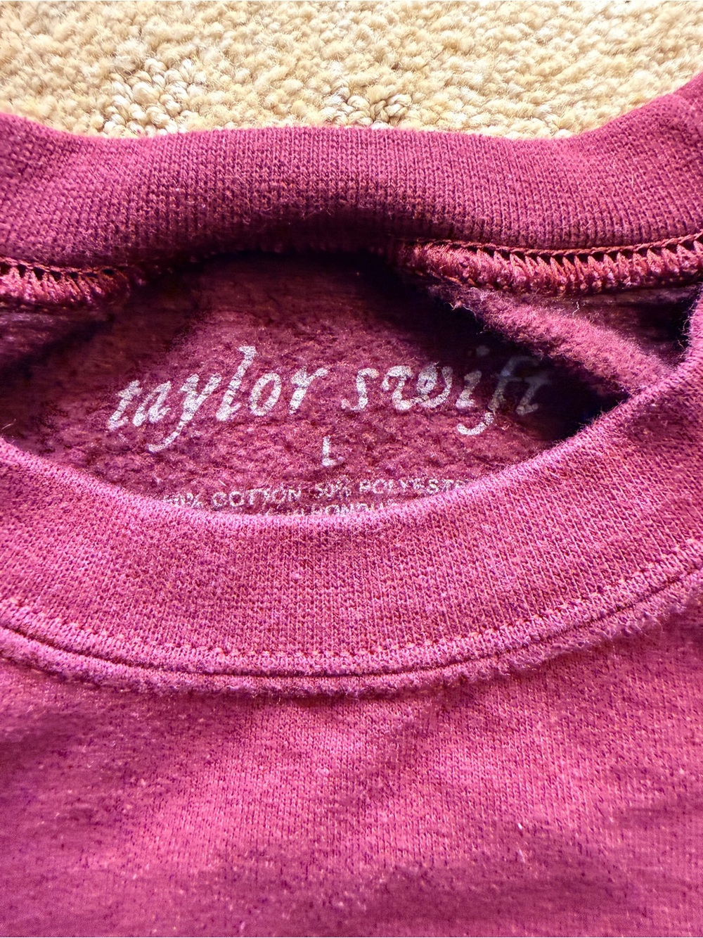 Taylor Swift Burgundy Crewneck Sweatshirt with White Stars - Picture 2 of 3